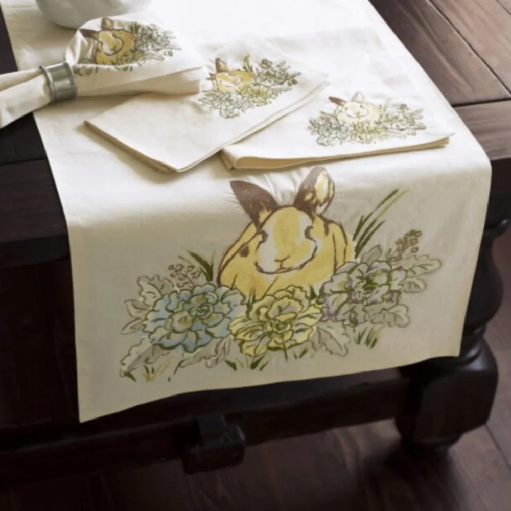 Pottery Barn Bunny Linen Blend Dinner Napkins
